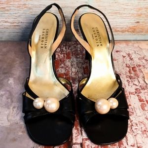 Stunning Vintage Christian Lacroix black leather high heels